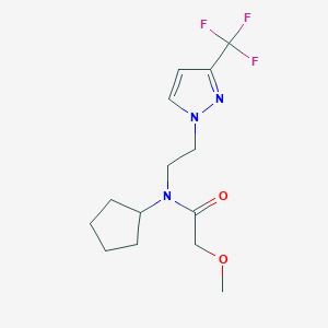 molecular formula C14H20F3N3O2 B2421995 N-cyclopentyl-2-methoxy-N-(2-(3-(trifluoromethyl)-1H-pyrazol-1-yl)ethyl)acetamide CAS No. 2034292-95-8