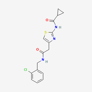 molecular formula C16H16ClN3O2S B2421997 N-(4-(2-((2-chlorobenzyl)amino)-2-oxoethyl)thiazol-2-yl)cyclopropanecarboxamide CAS No. 923164-94-7