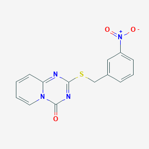 molecular formula C14H10N4O3S B2421998 2-{[(3-nitrophenyl)methyl]sulfanyl}-4H-pyrido[1,2-a][1,3,5]triazin-4-one CAS No. 896331-53-6