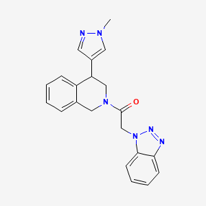 molecular formula C21H20N6O B2422005 2-(1H-benzo[d][1,2,3]triazol-1-yl)-1-(4-(1-methyl-1H-pyrazol-4-yl)-3,4-dihydroisoquinolin-2(1H)-yl)ethanone CAS No. 2034297-65-7