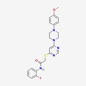 molecular formula C23H24FN5O2S B2422016 N-(2-fluorophenyl)-2-({6-[4-(4-methoxyphenyl)piperazin-1-yl]pyrimidin-4-yl}sulfanyl)acetamide CAS No. 1251683-71-2