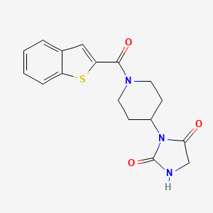 molecular formula C17H17N3O3S B2422047 3-[1-(1-benzothiophene-2-carbonyl)piperidin-4-yl]imidazolidine-2,4-dione CAS No. 2034312-21-3