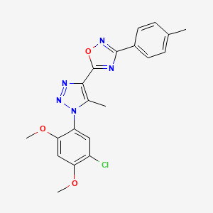 molecular formula C20H18ClN5O3 B2422062 5-[1-(5-chloro-2,4-dimethoxyphenyl)-5-methyl-1H-1,2,3-triazol-4-yl]-3-(4-methylphenyl)-1,2,4-oxadiazole CAS No. 895094-09-4