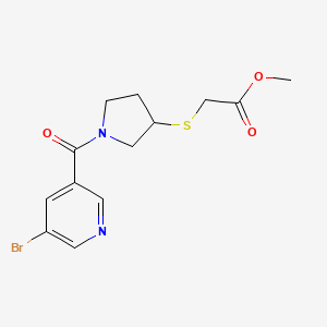 molecular formula C13H15BrN2O3S B2422065 Methyl 2-((1-(5-bromonicotinoyl)pyrrolidin-3-yl)thio)acetate CAS No. 2034577-98-3