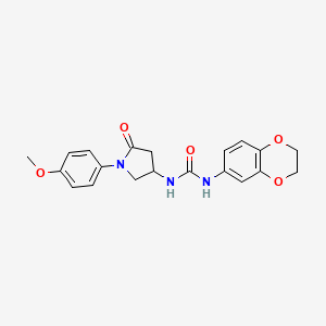 molecular formula C20H21N3O5 B2422077 1-(2,3-dihydro-1,4-benzodioxin-6-yl)-3-[1-(4-methoxyphenyl)-5-oxopyrrolidin-3-yl]urea CAS No. 894031-27-7