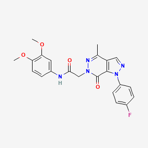 molecular formula C22H20FN5O4 B2422116 N-(3,4-dimethoxyphenyl)-2-(1-(4-fluorophenyl)-4-methyl-7-oxo-1H-pyrazolo[3,4-d]pyridazin-6(7H)-yl)acetamide CAS No. 941973-06-4