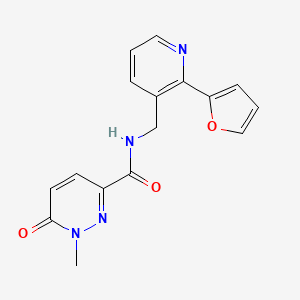 molecular formula C16H14N4O3 B2422131 N-((2-(furan-2-yl)pyridin-3-yl)methyl)-1-methyl-6-oxo-1,6-dihydropyridazine-3-carboxamide CAS No. 2034549-48-7