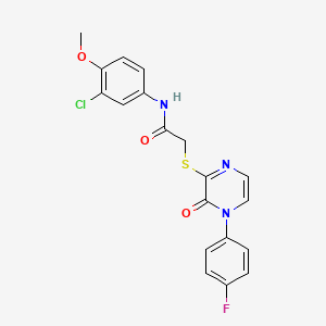 molecular formula C19H15ClFN3O3S B2422162 N-(3-chloro-4-methoxyphenyl)-2-{[4-(4-fluorophenyl)-3-oxo-3,4-dihydropyrazin-2-yl]sulfanyl}acetamide CAS No. 899965-31-2