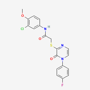 N-(3-chloro-4-methoxyphenyl)-2-((4-(4-fluorophenyl)-3-oxo-3,4-dihydropyrazin-2-yl)thio)acetamide