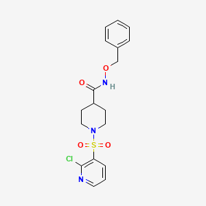 molecular formula C18H20ClN3O4S B2422168 1-(2-chloropyridin-3-yl)sulfonyl-N-phenylmethoxypiperidine-4-carboxamide CAS No. 1111441-61-2