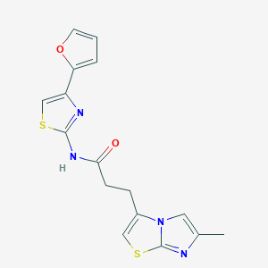 molecular formula C16H14N4O2S2 B2422192 N-(4-(furan-2-yl)thiazol-2-yl)-3-(6-methylimidazo[2,1-b]thiazol-3-yl)propanamide CAS No. 1251549-80-0