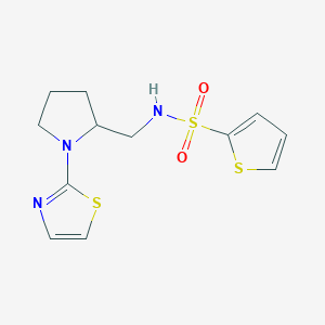molecular formula C12H15N3O2S3 B2422200 N-((1-(thiazol-2-yl)pyrrolidin-2-yl)methyl)thiophene-2-sulfonamide CAS No. 1795209-98-1