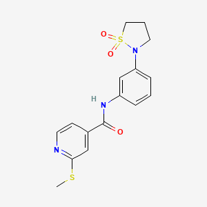 molecular formula C16H17N3O3S2 B2422223 N-[3-(1,1-Dioxo-1,2-thiazolidin-2-yl)phenyl]-2-methylsulfanylpyridine-4-carboxamide CAS No. 2411193-84-3