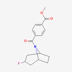 molecular formula C16H18FNO3 B2422224 Methyl 4-{3-fluoro-8-azabicyclo[3.2.1]octane-8-carbonyl}benzoate CAS No. 2320825-12-3