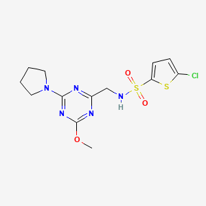 5-chloro-N-((4-methoxy-6-(pyrrolidin-1-yl)-1,3,5-triazin-2-yl)methyl)thiophene-2-sulfonamide