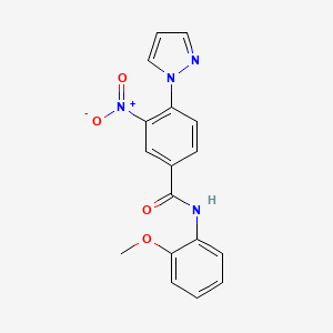 molecular formula C17H14N4O4 B2422231 N-(2-methoxyphenyl)-3-nitro-4-(1H-pyrazol-1-yl)benzenecarboxamide CAS No. 321553-59-7