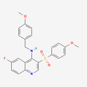 molecular formula C24H21FN2O4S B2422238 6-FLUORO-3-(4-METHOXYBENZENESULFONYL)-N-[(4-METHOXYPHENYL)METHYL]QUINOLIN-4-AMINE CAS No. 897624-51-0
