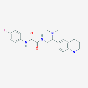 molecular formula C22H27FN4O2 B2422291 N1-(2-(dimethylamino)-2-(1-methyl-1,2,3,4-tetrahydroquinolin-6-yl)ethyl)-N2-(4-fluorophenyl)oxalamide CAS No. 921923-43-5