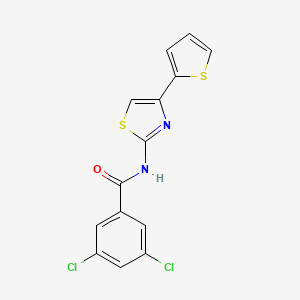 molecular formula C14H8Cl2N2OS2 B2422302 3,5-dichloro-N-(4-(thiophen-2-yl)thiazol-2-yl)benzamide CAS No. 300569-87-3