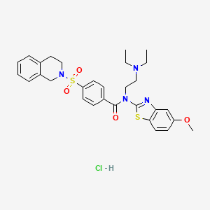 molecular formula C30H35ClN4O4S2 B2422307 N-(2-(diethylamino)ethyl)-4-((3,4-dihydroisoquinolin-2(1H)-yl)sulfonyl)-N-(5-methoxybenzo[d]thiazol-2-yl)benzamide hydrochloride CAS No. 1321842-39-0