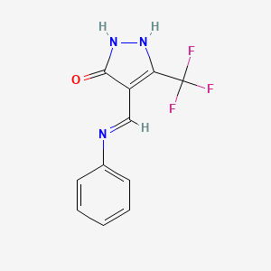 molecular formula C11H8F3N3O B2422308 4-(anilinomethylene)-5-(trifluoromethyl)-2,4-dihydro-3H-pyrazol-3-one CAS No. 339020-96-1