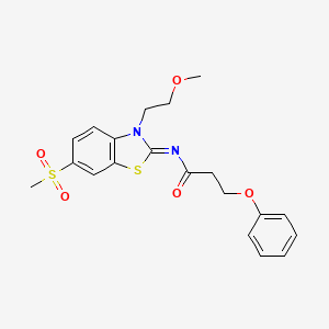 molecular formula C20H22N2O5S2 B2422315 N-[(2Z)-6-methanesulfonyl-3-(2-methoxyethyl)-2,3-dihydro-1,3-benzothiazol-2-ylidene]-3-phenoxypropanamide CAS No. 864977-19-5