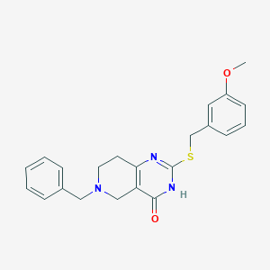 molecular formula C22H23N3O2S B2422319 6-Benzyl-2-[(3-methoxyphenyl)methylsulfanyl]-3,5,7,8-tetrahydropyrido[4,3-d]pyrimidin-4-one CAS No. 1112300-97-6