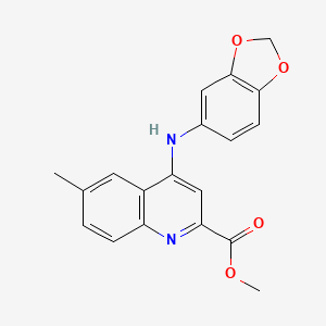 molecular formula C19H16N2O4 B2422354 METHYL 4-[(2H-1,3-BENZODIOXOL-5-YL)AMINO]-6-METHYLQUINOLINE-2-CARBOXYLATE CAS No. 1207046-84-1