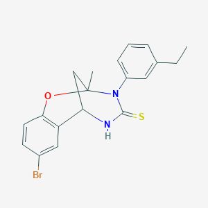 molecular formula C19H19BrN2OS B2422362 8-bromo-3-(3-ethylphenyl)-2-methyl-5,6-dihydro-2H-2,6-methanobenzo[g][1,3,5]oxadiazocine-4(3H)-thione CAS No. 1019149-72-4