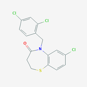 molecular formula C16H12Cl3NOS B2422364 7-氯-5-(2,4-二氯苄基)-2,3-二氢-1,5-苯并噻吩-4(5H)-酮 CAS No. 341968-16-9