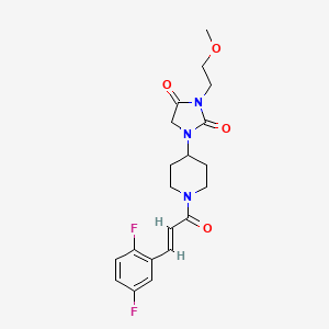 molecular formula C20H23F2N3O4 B2422368 (E)-1-(1-(3-(2,5-difluorophenyl)acryloyl)piperidin-4-yl)-3-(2-methoxyethyl)imidazolidine-2,4-dione CAS No. 2035036-60-1