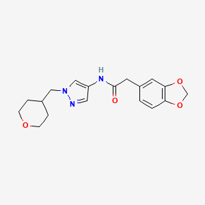 2-(benzo[d][1,3]dioxol-5-yl)-N-(1-((tetrahydro-2H-pyran-4-yl)methyl)-1H-pyrazol-4-yl)acetamide