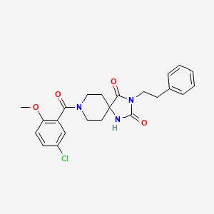 molecular formula C23H24ClN3O4 B2422372 8-(5-氯-2-甲氧基苯甲酰)-3-苯乙基-1,3,8-三氮杂螺[4.5]癸烷-2,4-二酮 CAS No. 1021127-32-1