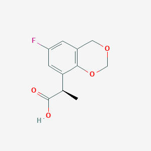 molecular formula C11H11FO4 B2422376 (2R)-2-(6-Fluoro-4H-1,3-benzodioxin-8-yl)propanoic acid CAS No. 2248184-26-9