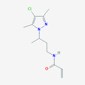 molecular formula C12H18ClN3O B2422379 N-[3-(4-Chloro-3,5-dimethylpyrazol-1-yl)butyl]prop-2-enamide CAS No. 2305480-06-0
