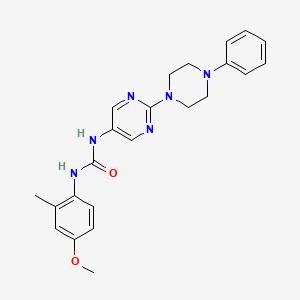 molecular formula C23H26N6O2 B2422389 1-(4-Methoxy-2-methylphenyl)-3-[2-(4-phenylpiperazin-1-yl)pyrimidin-5-yl]urea CAS No. 1396873-92-9