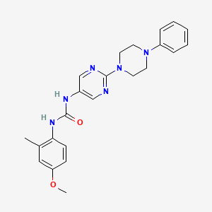 molecular formula C23H26N6O2 B2422389 1-(4-Methoxy-2-methylphenyl)-3-(2-(4-phenylpiperazin-1-yl)pyrimidin-5-yl)urea CAS No. 1396873-92-9