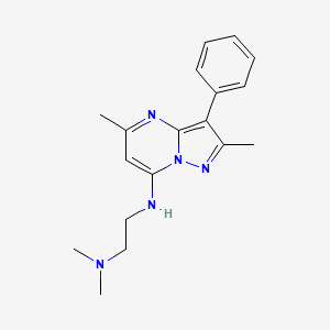 molecular formula C18H23N5 B2422392 N'-(2,5-二甲基-3-苯基吡唑并[1,5-a]嘧啶-7-基)-N,N-二甲基乙烷-1,2-二胺 CAS No. 849912-56-7