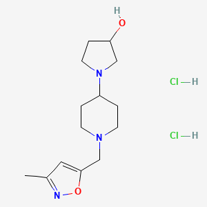 molecular formula C14H25Cl2N3O2 B2422399 1-(1-((3-Methylisoxazol-5-yl)methyl)piperidin-4-yl)pyrrolidin-3-ol dihydrochloride CAS No. 2320821-22-3