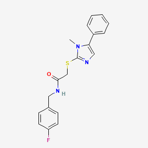 molecular formula C19H18FN3OS B2422400 N-(4-fluorobenzyl)-2-((1-methyl-5-phenyl-1H-imidazol-2-yl)thio)acetamide CAS No. 932352-47-1