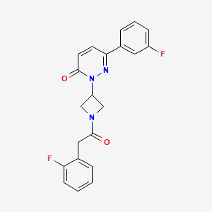 molecular formula C21H17F2N3O2 B2422401 6-(3-Fluorophenyl)-2-{1-[2-(2-fluorophenyl)acetyl]azetidin-3-yl}-2,3-dihydropyridazin-3-one CAS No. 2380189-80-8