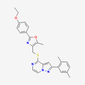 2-(2,5-Dimethylphenyl)-4-({[2-(4-ethoxyphenyl)-5-methyl-1,3-oxazol-4-yl]methyl}thio)pyrazolo[1,5-a]pyrazine