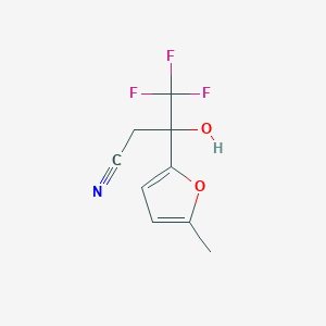 molecular formula C9H8F3NO2 B2422429 4,4,4-Trifluoro-3-hydroxy-3-(5-methylfuran-2-yl)butanenitrile CAS No. 929975-19-9