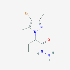 molecular formula C9H15BrN4O B2422434 2-(4-bromo-3,5-dimethyl-1H-pyrazol-1-yl)butanehydrazide CAS No. 1005679-31-1