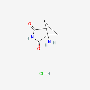molecular formula C6H9ClN2O2 B2422437 1-Amino-3-azabicyclo[3.1.1]heptane-2,4-dione;hydrochloride CAS No. 2580207-01-6