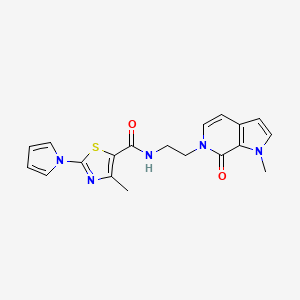 molecular formula C19H19N5O2S B2422455 4-methyl-N-(2-(1-methyl-7-oxo-1H-pyrrolo[2,3-c]pyridin-6(7H)-yl)ethyl)-2-(1H-pyrrol-1-yl)thiazole-5-carboxamide CAS No. 2034609-58-8