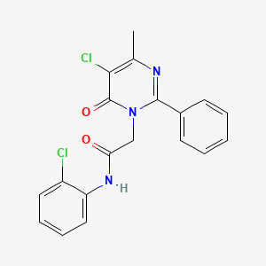 molecular formula C19H15Cl2N3O2 B2422460 2-(5-chloro-4-methyl-6-oxo-2-phenyl-1,6-dihydropyrimidin-1-yl)-N-(2-chlorophenyl)acetamide CAS No. 1421493-20-0