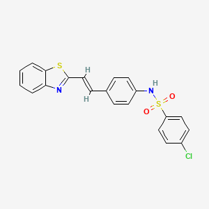 molecular formula C21H15ClN2O2S2 B2422467 N-[4-[(E)-2-(1,3-benzothiazol-2-yl)ethenyl]phenyl]-4-chlorobenzenesulfonamide CAS No. 478050-00-9