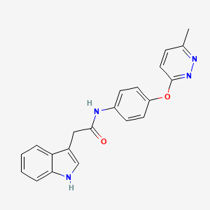 molecular formula C21H18N4O2 B2422469 2-(1H-indol-3-yl)-N-(4-((6-methylpyridazin-3-yl)oxy)phenyl)acetamide CAS No. 1226453-68-4
