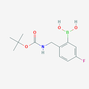 molecular formula C12H17BFNO4 B2422510 (2-(((tert-Butoxycarbonyl)amino)methyl)-5-fluorophenyl)boronic acid CAS No. 850568-43-3